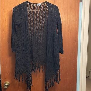 Joseph Black Crochet Cardigan